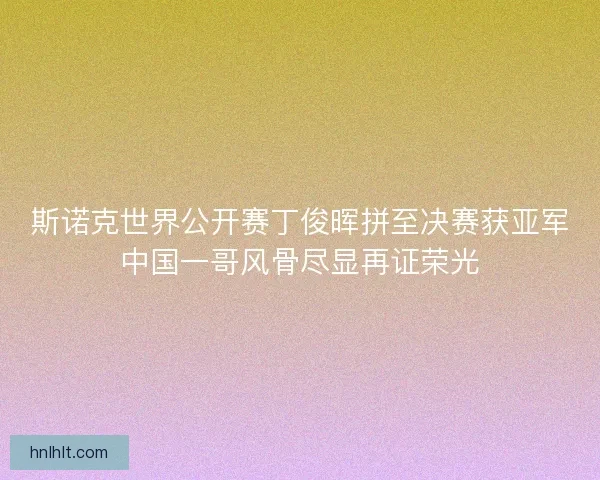 斯诺克世界公开赛丁俊晖拼至决赛获亚军中国一哥风骨尽显再证荣光