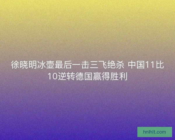 徐晓明冰壶最后一击三飞绝杀 中国11比10逆转德国赢得胜利